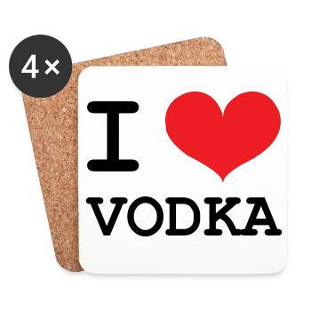 Ich liebe Wodka – Alkohol - Untersetzer (4er-Set) - Weiß - Vorne