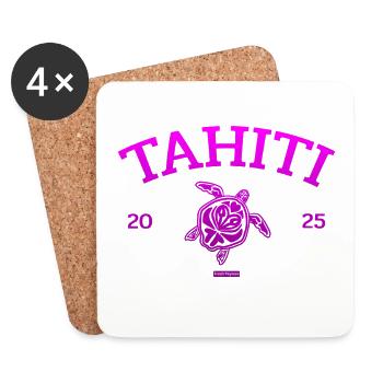 Tahiti - Tortue - Polynésie française - Schildkröte - Dessous de verre (lot de 4) - blanc - Devant