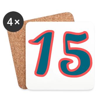 15. 15 ANS. 15e ANNIVERSAIRE. ANNIVERSAIRE 15 ANS. - Dessous de verre (lot de 4) - blanc - Devant