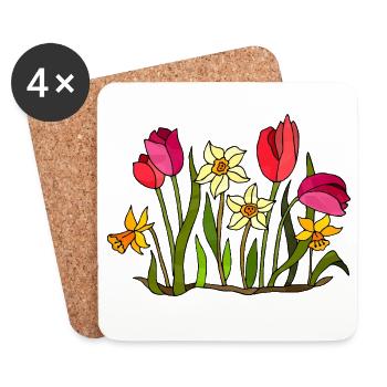 Fleur - Dessous de verre (lot de 4) - blanc - Devant