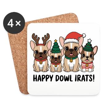 Joyeuse Dowl Irats Drôles Bouledogues Français - Dessous de verre (lot de 4) - blanc - Devant