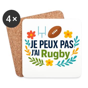 Je peux pas j'ai Rugby floral - Dessous de verre (lot de 4) - blanc - Devant