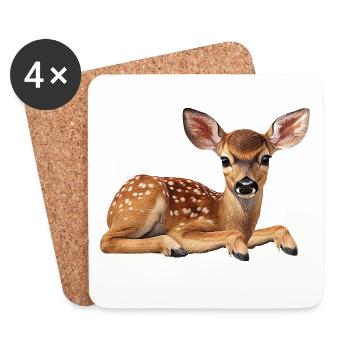 Cerf faon - Dessous de verre (lot de 4) - blanc - Devant