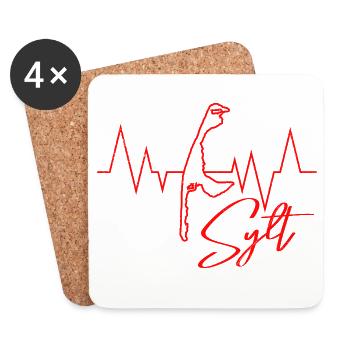 North Sea Holiday SYLT Island Wadden Sea Fun - Coasters (set of 4) - white - Front