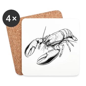 Homard - Dessous de verre (lot de 4) - blanc - Devant