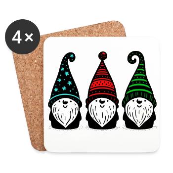 Trois nains nordiques de Noël. Les lutins de Noël. - Dessous de verre (lot de 4) - blanc - Devant