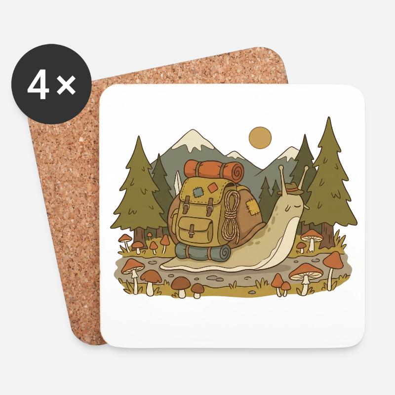 Waldpfad Rucksackabenteuer - Untersetzer (4er-Set) - Weiß