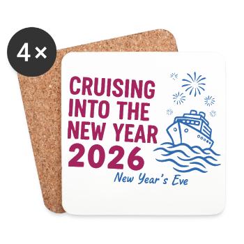 Entrer dans la nouvelle année 2026 Réveillon du Nouvel An - Dessous de verre (lot de 4) - blanc - Devant