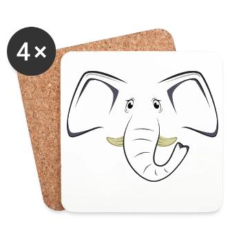 Lazy Elephant Face Diy Costume for Kids and Adults - Coasters (set of 4) - white - Front
