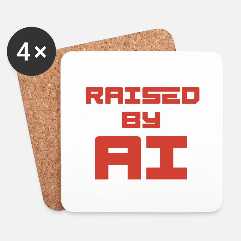 RAISED BY AI - Coasters (set of 4) - white