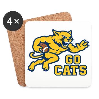 Mascotte d’attaque des Wildcats de football Allez - Dessous de verre (lot de 4) - blanc - Devant