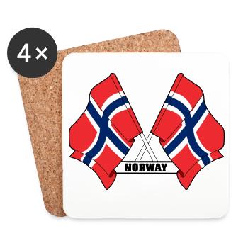 Norway Flag Crossed - Coasters (set of 4) - white - Front