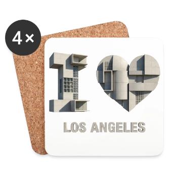 LOS ANGELES – Modern Concrete Lettering - Untersetzer (4er-Set) - Weiß - Vorne