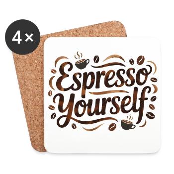 Espresso selbst - Untersetzer (4er-Set) - Weiß - Vorne