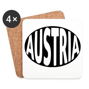 Autriche - Autriche Typographie - Dessous de verre (lot de 4) - blanc - Devant
