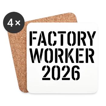 Ouvrier d’usine 2026 – forte motivation industrielle - Dessous de verre (lot de 4) - blanc - Devant