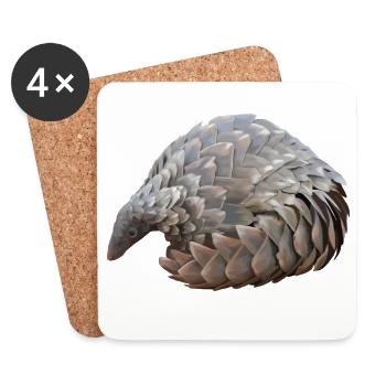 Pangolin dessiné à la main - Dessous de verre (lot de 4) - blanc - Devant