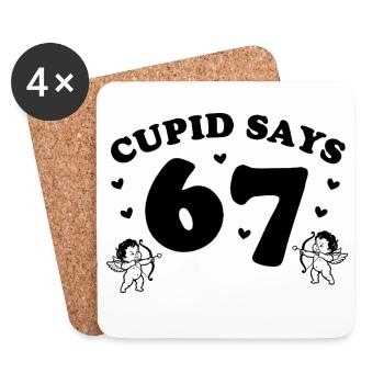 Cupid Says 67 – verspieltes Cupido-Design - Untersetzer (4er-Set) - Weiß - Vorne
