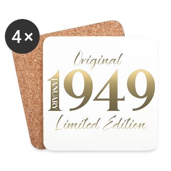 77e anniversaire Original janvier Né en 1949 - Dessous de verre (lot de 4) - blanc - Devant