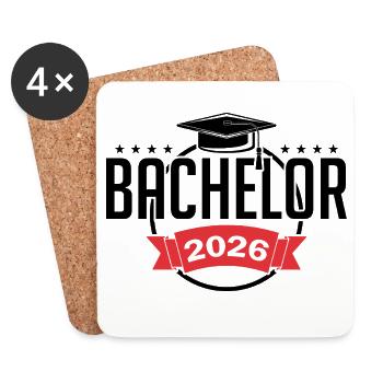 Bachelor 2026 Abschluss Promotion Sponsion - Untersetzer (4er-Set) - Weiß - Vorne