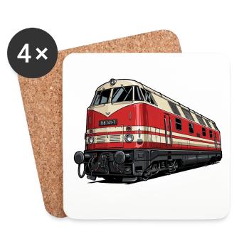 Rote Vintage Lokomotive Illustration BR 118 - Untersetzer (4er-Set) - Weiß - Vorne