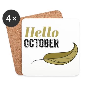 Oktober Goldenes Hallo Blatt-Design - Untersetzer (4er-Set) - Weiß - Vorne