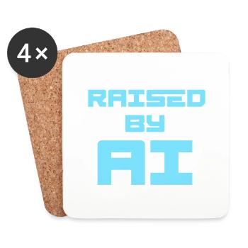 RAISED BY AI - Untersetzer (4er-Set) - Weiß - Vorne
