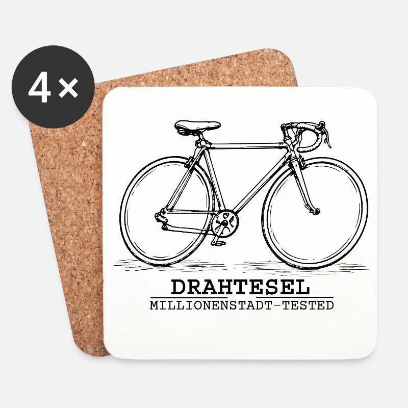 Drahtesel - Untersetzer (4er-Set) - Weiß