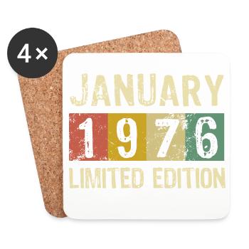 Limited Edition January 1976 Birthday Gift - Coasters (set of 4) - white - Front