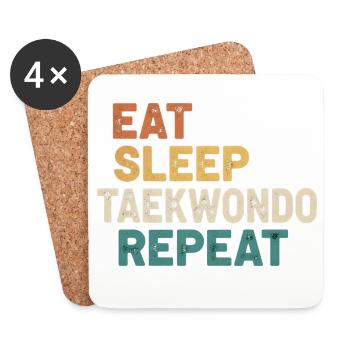 Manger Sommeil Taekwondo Répéter - Arts Martiaux Rétro - Dessous de verre (lot de 4) - blanc - Devant
