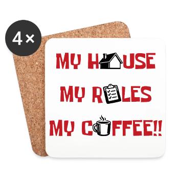 Ma maison, mes règles, mon café - Dessous de verre (lot de 4) - blanc - Devant