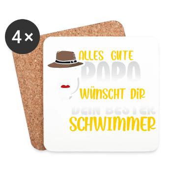 Alles Gute Papa wünscht dir dein bester Schwimmer - Untersetzer (4er-Set) - Weiß - Vorne