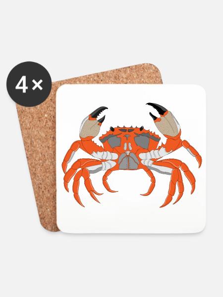 Crab Print - Coasters (set of 4) - white