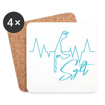 North Sea Holiday SYLT Island Wadden Sea Fun - Coasters (set of 4) - white - Front