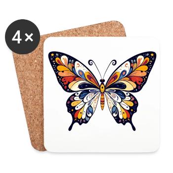 Art coloré et abstrait des couleurs papillon - Dessous de verre (lot de 4) - blanc - Devant