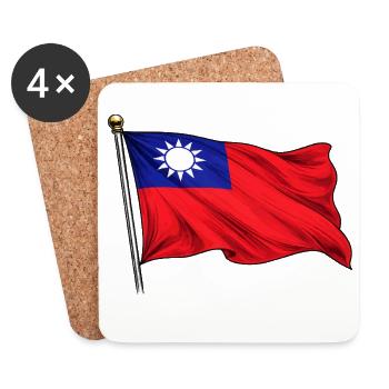 Taiwan Flagge - Untersetzer (4er-Set) - Weiß - Vorne