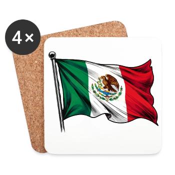 Drapeau du Mexique - Dessous de verre (lot de 4) - blanc - Devant