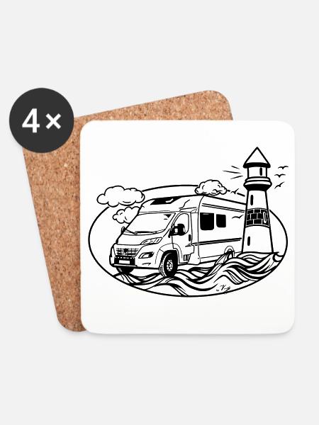 Wohnmobil am Meer  - Untersetzer (4er-Set) - Weiß