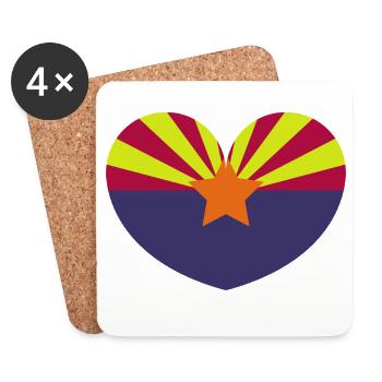 Arizona heart flag - Coasters (set of 4) - white - Front