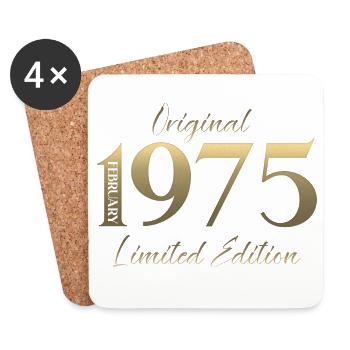 51st Birthday February 1975 Vintage Vintage - Coasters (set of 4) - white - Front