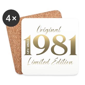 45e anniversaire février 1981 Millésime Vintage - Dessous de verre (lot de 4) - blanc - Devant