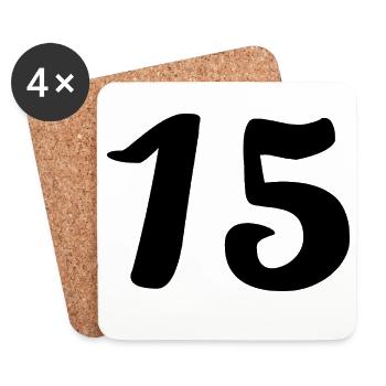 15. 15 ANS. 15e ANNIVERSAIRE. ANNIVERSAIRE 15 ANS. - Dessous de verre (lot de 4) - blanc - Devant