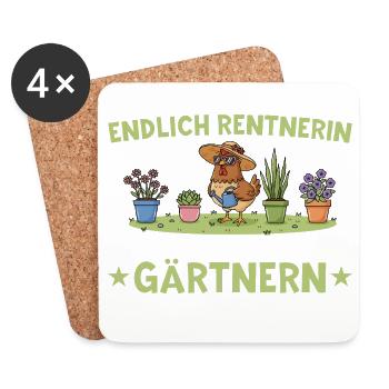 Rentnerin Jetzt kann ich in Ruhe Gärtnern - Untersetzer (4er-Set) - Weiß - Vorne