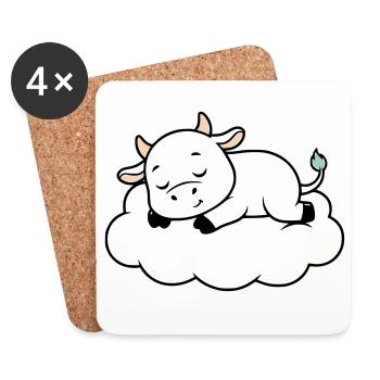 Nuage de Vache endormi Bébé de rêve - Dessous de verre (lot de 4) - blanc - Devant