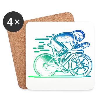 Motif emblématique du vélo de route - Dessous de verre (lot de 4) - blanc - Devant