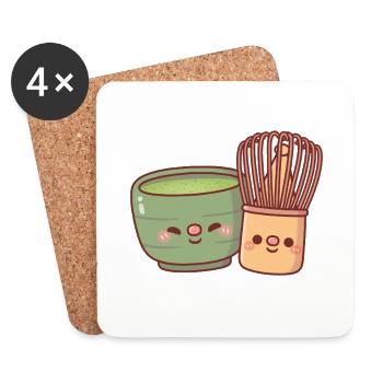 Meilleure amie mignonne matcha et fouet - Dessous de verre (lot de 4) - blanc - Devant