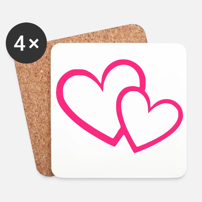 Valentinstag Herz pink rosa Geschenk Valentinstag - Untersetzer (4er-Set) - Weiß