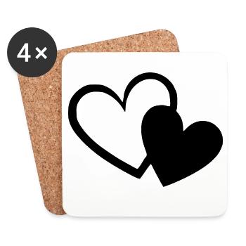 Valentines Black Heart, Valentine's Day - Coasters (set of 4) - white - Front