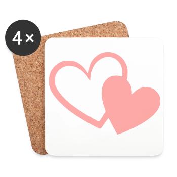 Valentines Pink Heart, Valentine's Day - Coasters (set of 4) - white - Front