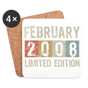 Limited Edition February 2008 Birthday Gift - Coasters (set of 4) - white - Front
